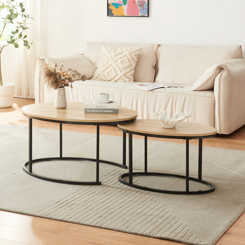 Mesa auxiliar Países Bajos juego de 2 negro/roble [en.casa] - premiumXL