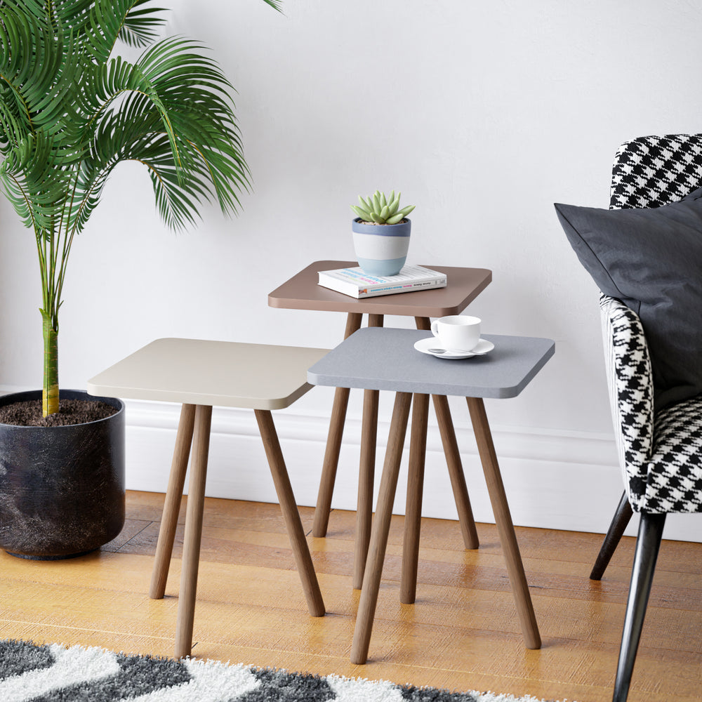 Mesa auxiliar Hobro en set de 3 cuadradas 49x34x34 cm [en.casa] - premiumXL