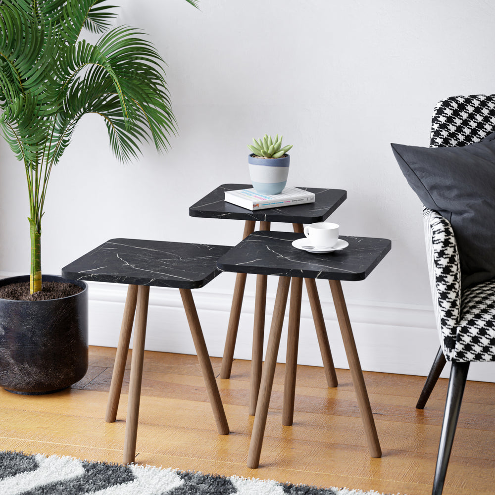 Mesa auxiliar Hobro en set de 3 cuadradas 49x34x34 cm [en.casa] - premiumXL