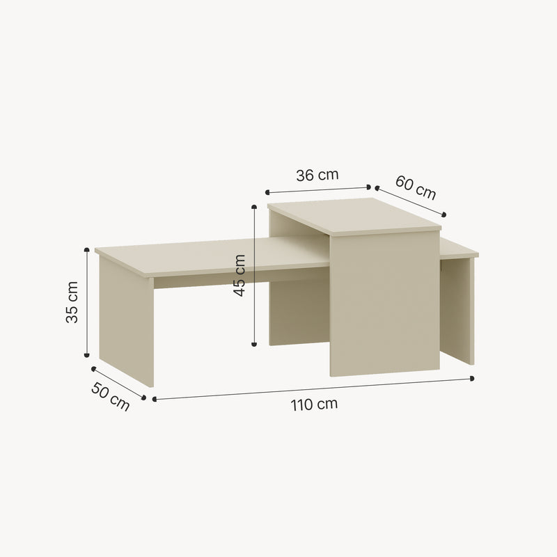 Esquema acotado Mesa de comedor conjunto de 2 Sotapim [en.casa]