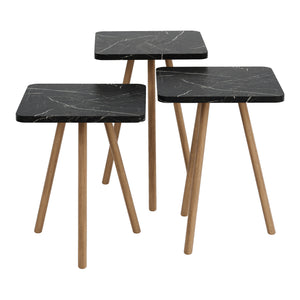 Mesa auxiliar Hobro en juego de 3 piezas Cuadrada 49x34x34 cm [en.casa]