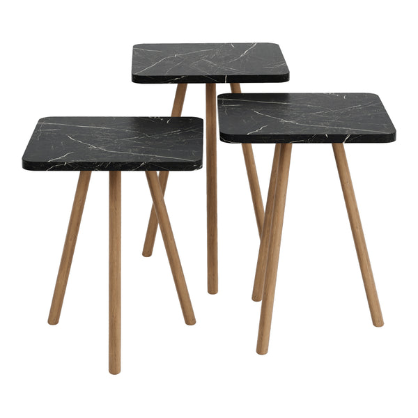 Mesa auxiliar Hobro en juego de 3 piezas Cuadrada 49x34x34 cm [en.casa]