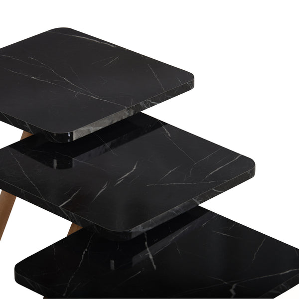 Mesa auxiliar Hobro en juego de 3 piezas Cuadrada 49x34x34 cm [en.casa]