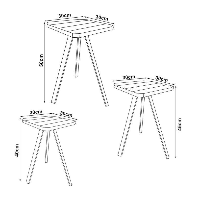 Esquema acotado Mesa de comedor Masku juego de 3 en varios colores [en.casa]