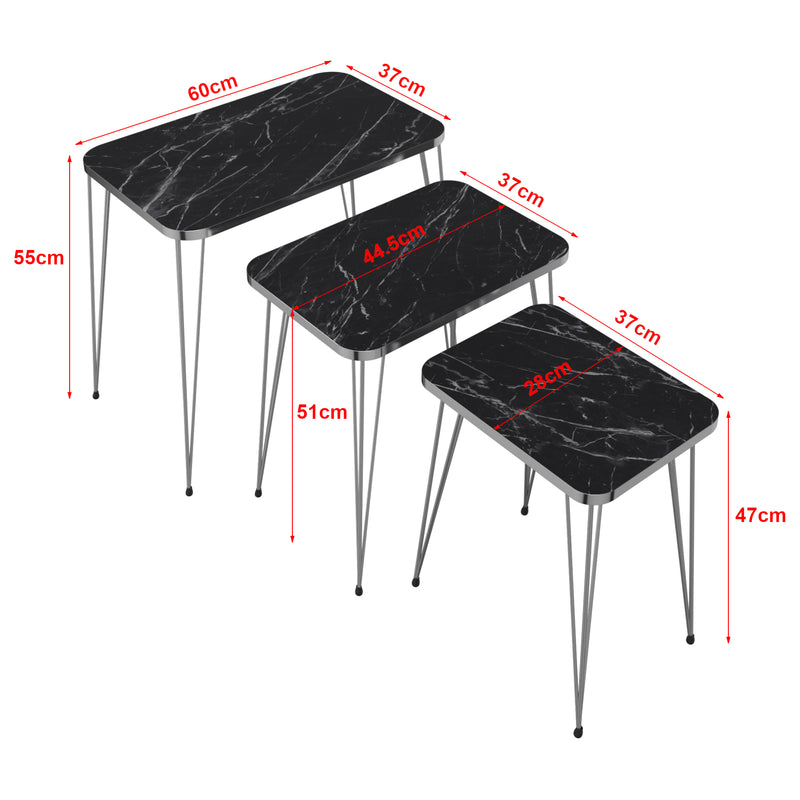 Esquema acotado Mesa de comedor Samsø juego de 3 en varios colores [en.casa]