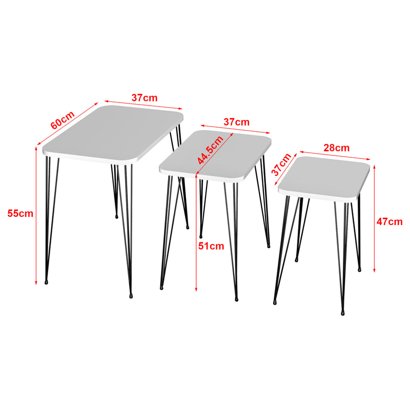 Esquema acotado Mesa de comedor Rudkøbing juego de 3 en varios colores [en.casa]