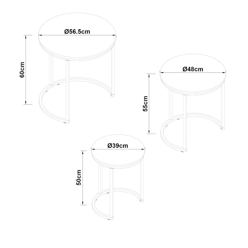 Esquema acotado Mesa de comedor Ulricehamn de 3 piezas [en.casa]