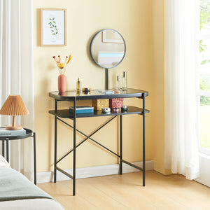 Tocador Hjelmeland con espejo 129x80x44 cm negro [en.casa] - premiumXL