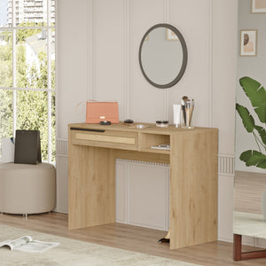 Tocador Kvænangen 100x45x75 cm aspecto roble/ratán [en.casa] - premiumXL