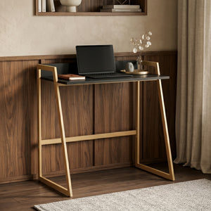 Escritorio Kuomi 84x73x47 cm Beige/Gris Oscuro [en.casa]