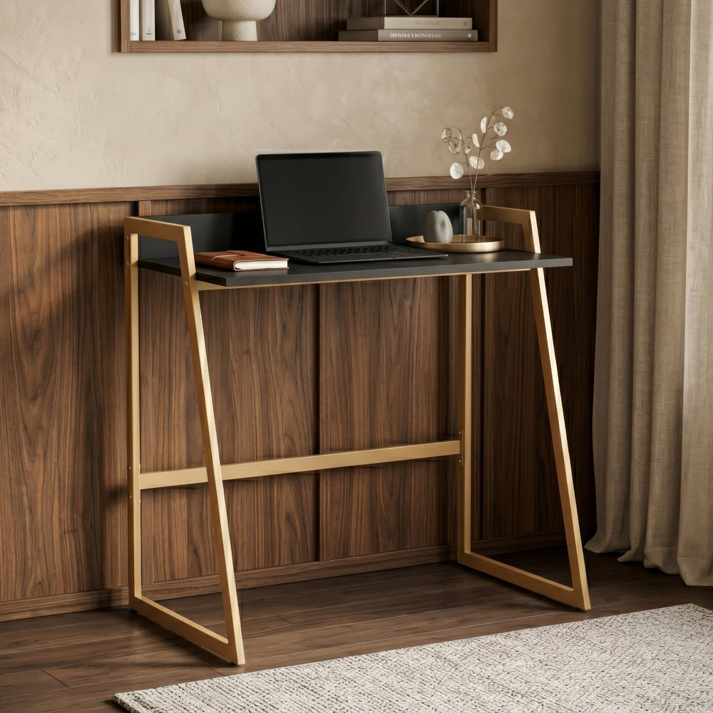 Escritorio Kuomi 84x73x47 cm Beige/Gris Oscuro [en.casa]