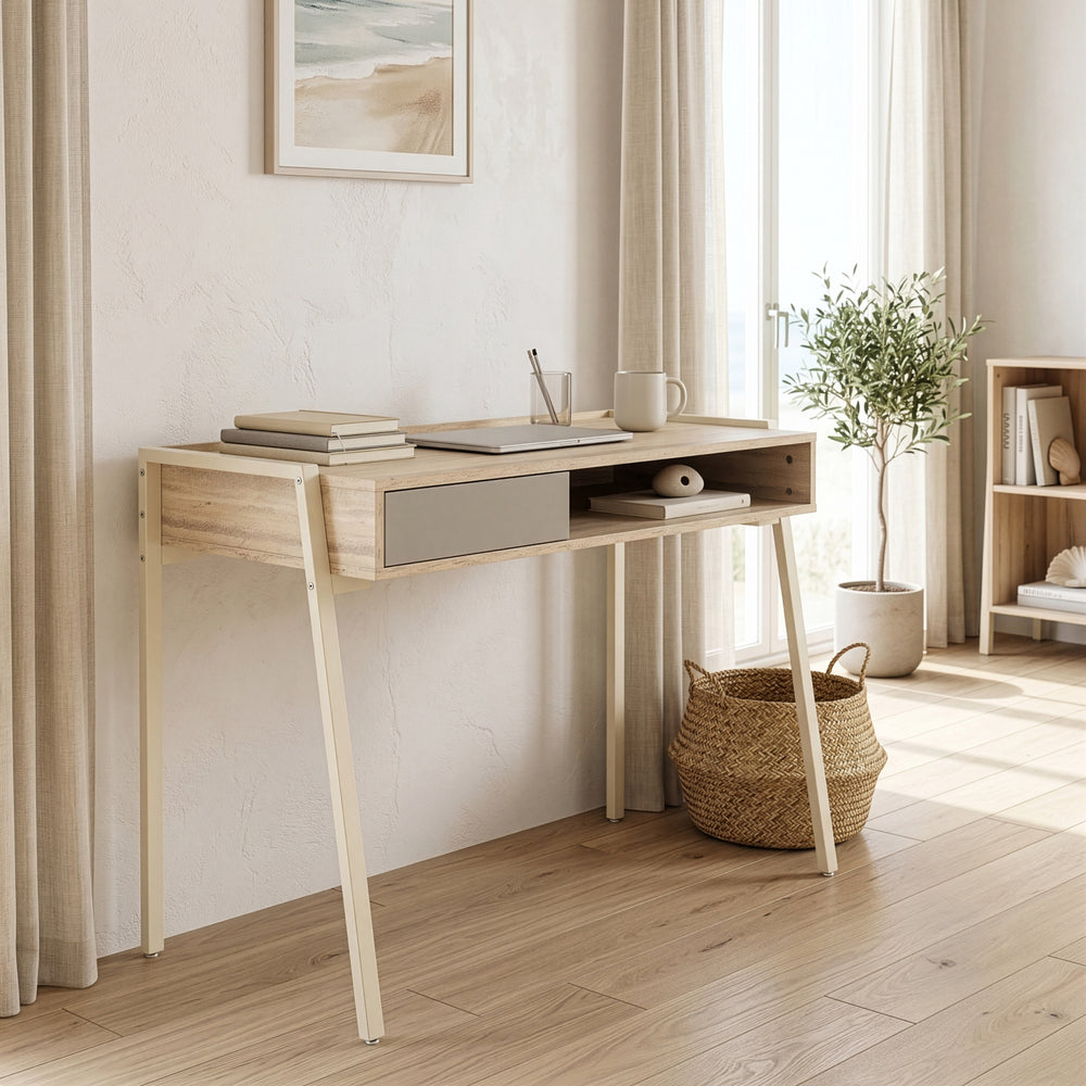 Escritorio Boderas 107x55x78 cm Beige/Travertino [en.casa]