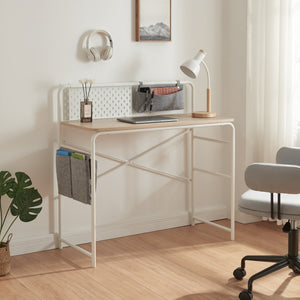 Escritorio Dyrøy 98x98x46cm Blanco/Roble [en.casa] - premiumXL