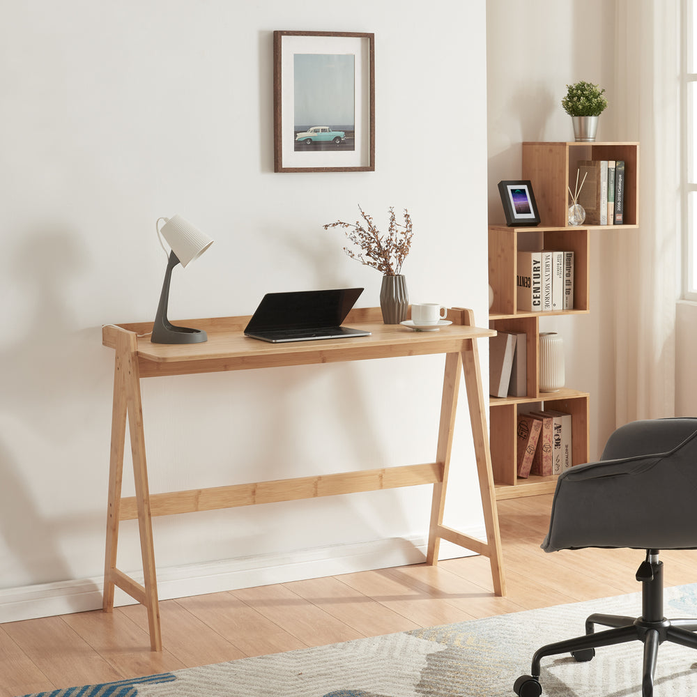Escritorio Härryda con anticaída bambú 107x47x81cm - Natural [en.casa]