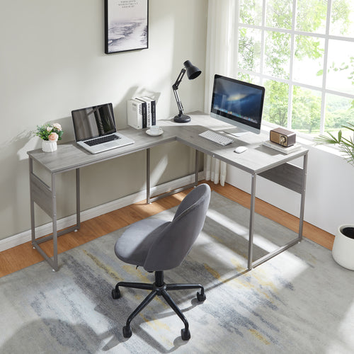 Escritorio Karlstang en forma de L 166x120x75 cm gris claro [en.casa] - premiumXL