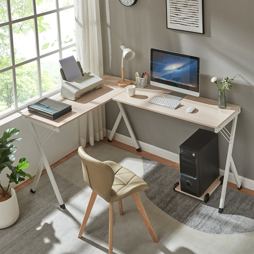 Escritorio Tarielarg con soporte para PC - en forma de L 158x120x75 cm aspecto roble [en.casa] - premiumXL