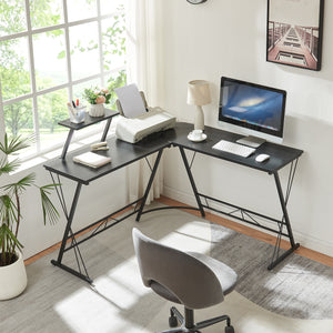 Escritorio Yremso en L 122x122x98 cm negro [en.casa] - premiumXL