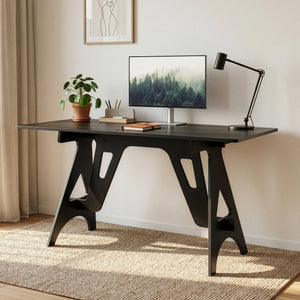 Escritorio Bostenenna 120x60x75 cm Negro con vetas de madera [en.casa]
