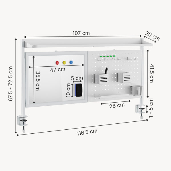 Organizador de escritorio Virvik para sujetar 117x73 cm acero [en.casa]
