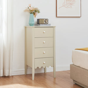 Cómoda Luspoo con 4 cajones 82x40x40 cm blanco crema [en.casa] - premiumXL