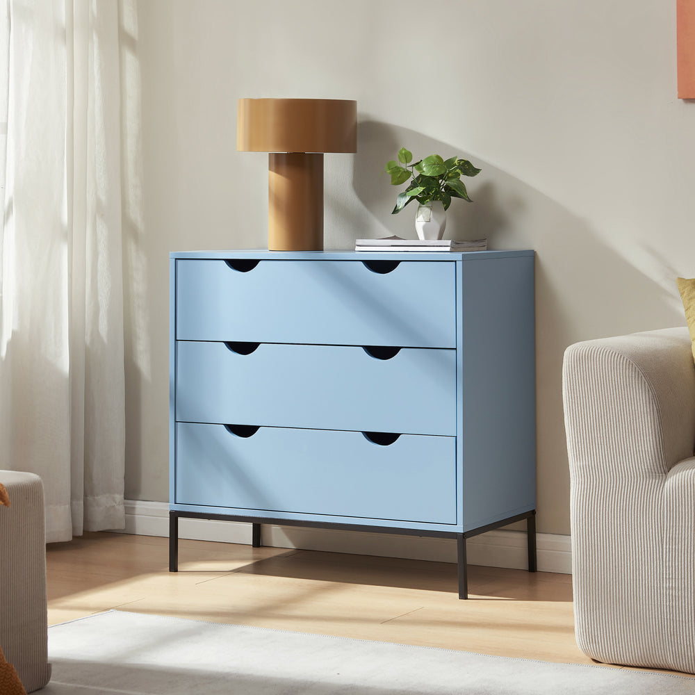 Cómoda Colwyn 3 cajones MDF 78x80x40cm - Azul [en.casa]