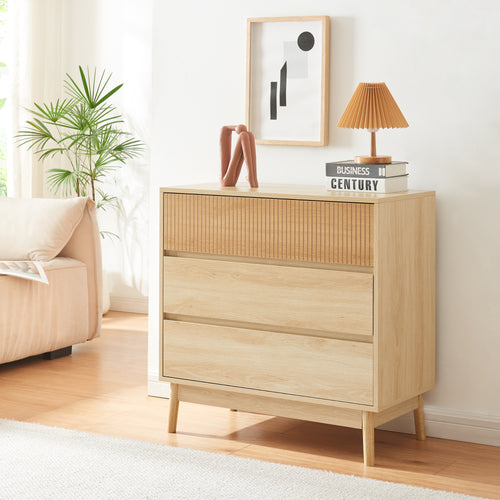 Cómoda Landskrona 80x80x40 cm con 3 cajones efecto roble [en.casa] - premiumXL