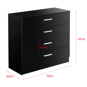 Archivador Drammen 67x70x30 cm con 4 cajones Negro/Blanco en.casa