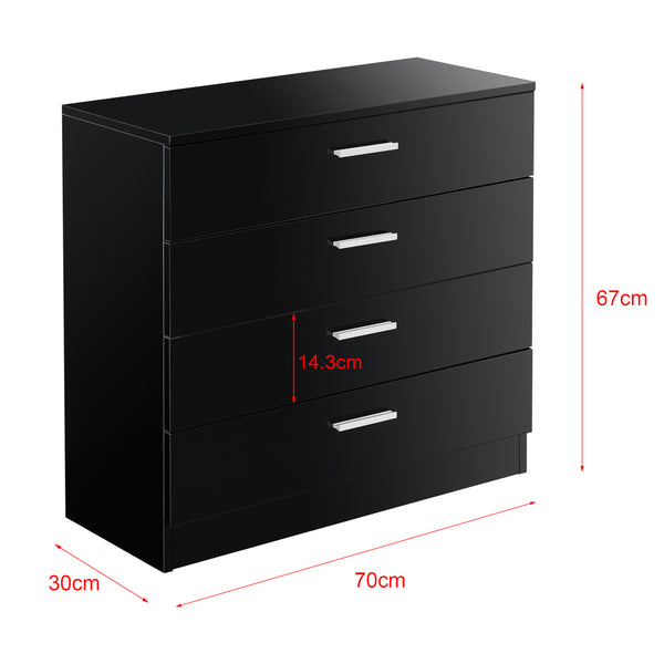 Archivador Drammen 67x70x30 cm con 4 cajones Negro/Blanco en.casa