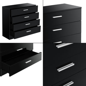 Archivador Drammen 67x70x30 cm con 4 cajones Negro/Blanco en.casa