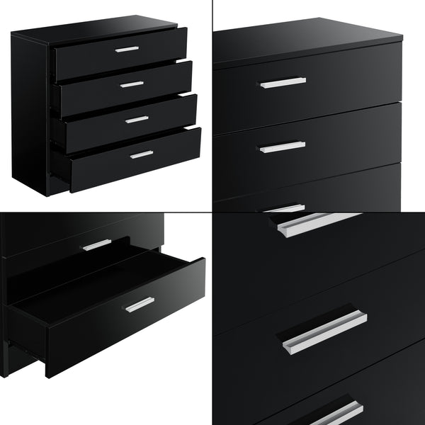 Archivador Drammen 67x70x30 cm con 4 cajones Negro/Blanco en.casa