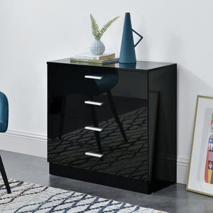 Archivador Drammen 67x70x30 cm con 4 cajones Negro/Blanco en.casa