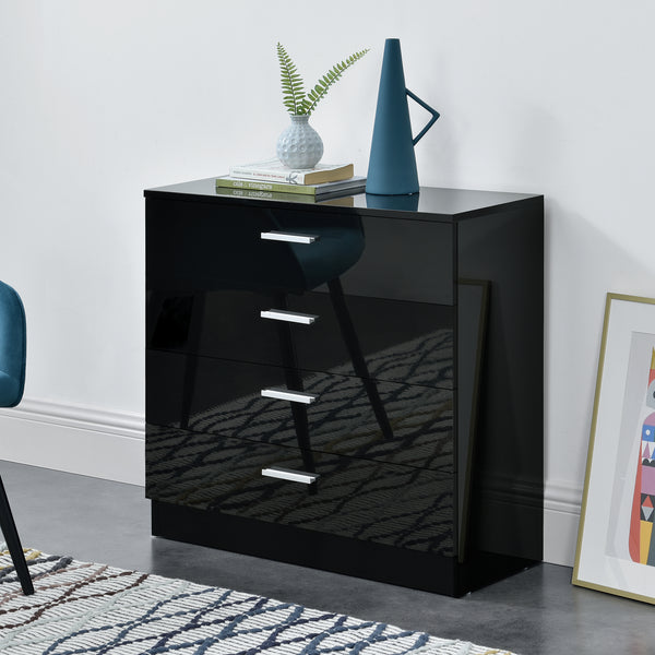 Archivador Drammen 67x70x30 cm con 4 cajones Negro/Blanco en.casa