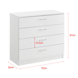 Archivador Drammen 67x70x30 cm con 4 cajones Negro/Blanco en.casa