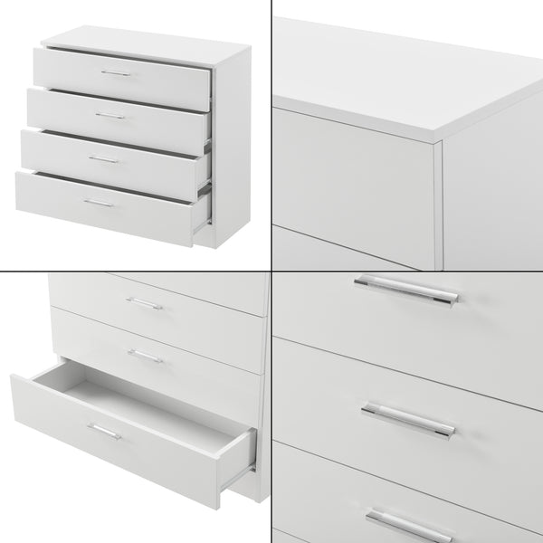 Archivador Drammen 67x70x30 cm con 4 cajones Negro/Blanco en.casa