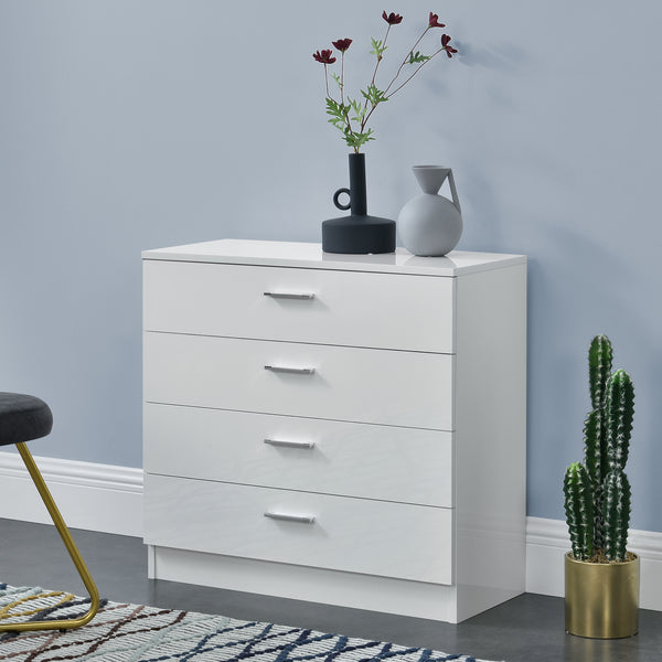 Archivador Drammen 67x70x30 cm con 4 cajones Negro/Blanco en.casa