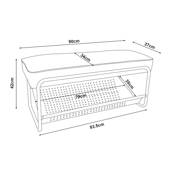 Banco para zapatos Lillehammer 90x37x42 cm [en.casa]