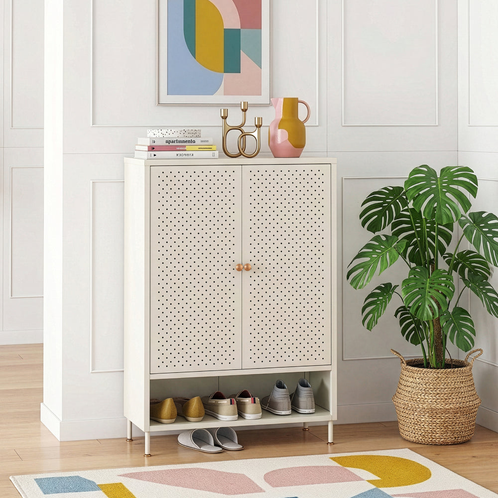 Mueble zapatero Coleraine con puerta y estante metal [en.casa]