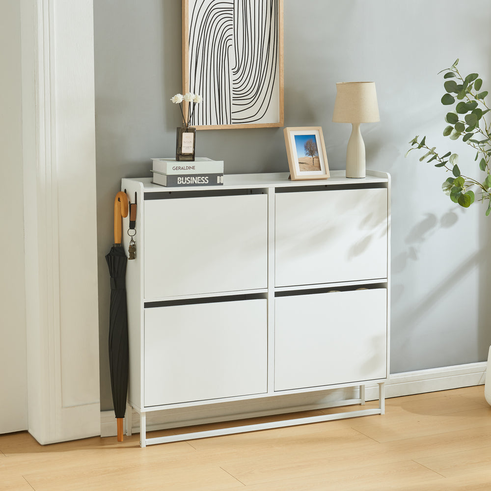 Zapatero Ylitornio 91,5x100x19 cm Blanco [en.casa]