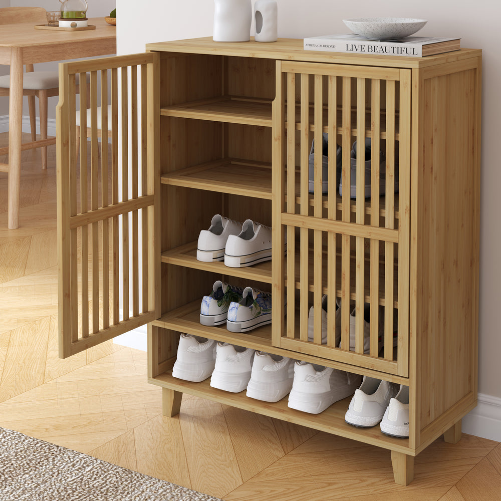 Zapatero Sirgerg 91x72x35 cm Bambú Natural [en.casa]