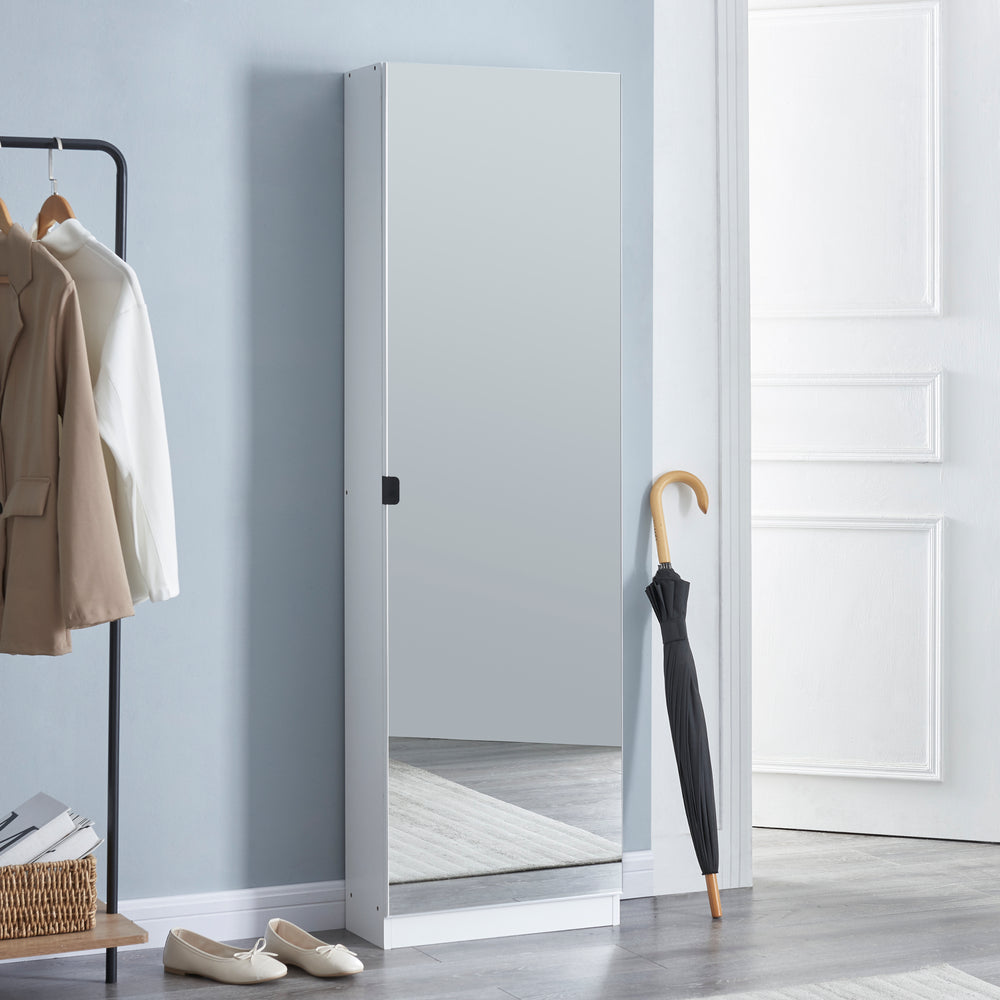 Zapatero Meura 160x48x20cm con espejo Blanco [en.casa] - premiumXL