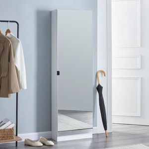 Zapatero Meura 160x48x20cm con espejo Blanco [en.casa] - premiumXL