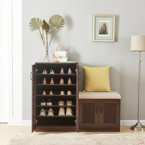 Zapatero Løten con banco 120x36x97 cm Wengué [en.casa]