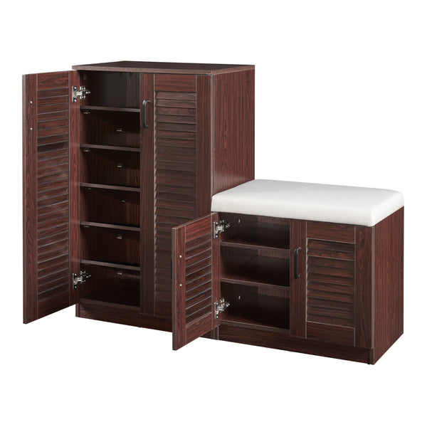 Zapatero Løten con banco 120x36x97 cm Wengué [en.casa]