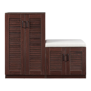 Zapatero Løten con banco 120x36x97 cm Wengué [en.casa]