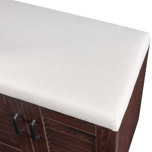 Zapatero Løten con banco 120x36x97 cm Wengué [en.casa]