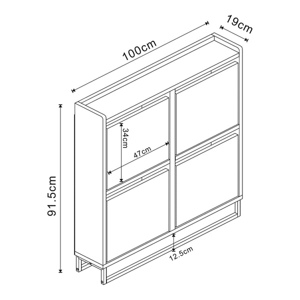 Zapatero Ylitornio 91,5x100x19 cm Blanco [en.casa]