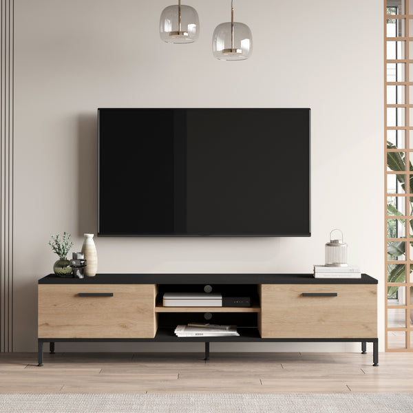 Mesa de televisión Lempäälä con 2 compartimentos de almacenamiento 160 x 35 x 39 cm en varios colores [en.casa]