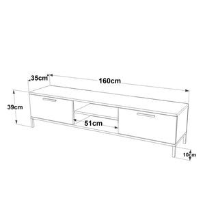 Mesa de televisión Lempäälä con 2 compartimentos de almacenamiento 160 x 35 x 39 cm en varios colores [en.casa]