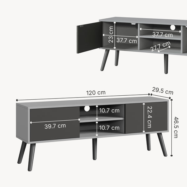 Mesa de Tele Eskilstuna con 2 Puertas 2 Estantes Aglomerado/Madera 120 x 30 x 47 cm En diferentes colores [en.casa]