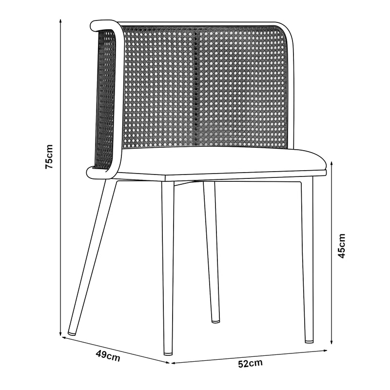 Esquema acotado Silla de comedor Flen juego de 2 en varios colores [en.casa]